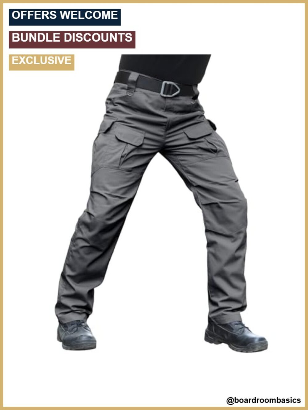 Men's Stretch Tactical Cargo Pants with Ripstop Fabric, 10 Pockets, Water